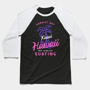 Retro cool Hanalei Bay Hawaii Palm Tree Baseball T-Shirt